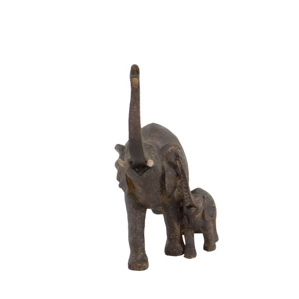Benjara Polystone Mother and Baby Elephant Figurine Table Decor - Set of 2, Bronze