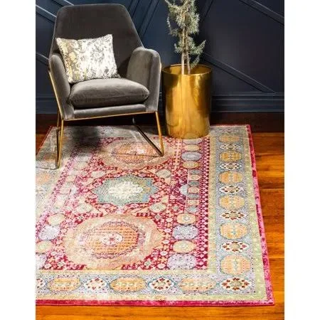 Unique Loom Tessitura Aria Area Rug - 5& x 8&, Red