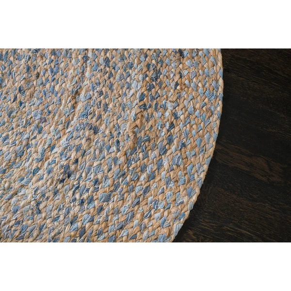 Anji Mountain 6& Round Kerala Denim & Jute Rug