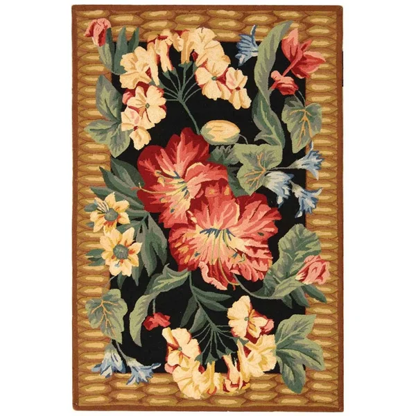Safavieh Chelsea Black/Brown 3 ft. x 3 ft. Round Area Rug