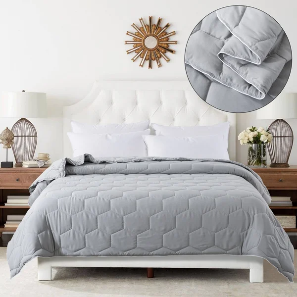Dream on Honeycomb Down-Alternative Blanket, Grey, Twin
