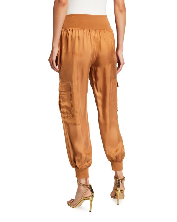 Cinq A Sept Tous Les jours Giles Satin Jogger Pants, Red, Women's, S