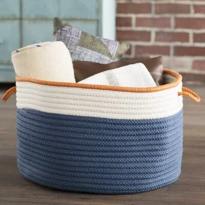 Plastic Basket Breakwater Bay Size: 10x22 H x 14x22 W x 14x22 D - Color: Blue/Orange