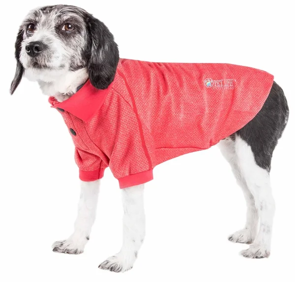 Pet Life Active &Fur-Flexed& Relax-Stretch Wick-Proof Performance Dog Polo T-Shirt - Navy - X-Small