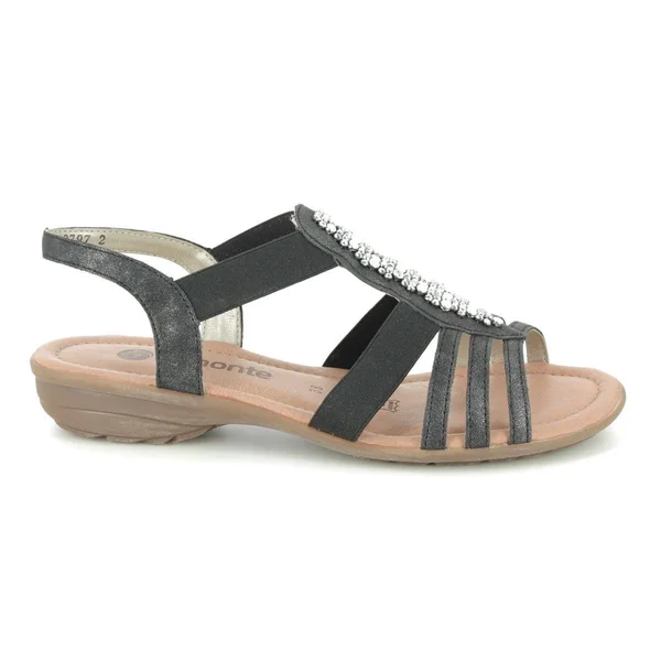 Remonte Odet Dark Grey Womens Comfortable Sandals R3660-45 in Size 41