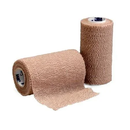 Coban Cohesive Bandage 4 inch x 6-1/2 Yard Standard Compression Self-Adherent Closure Tan NonSterile - 1584L - Case of 18