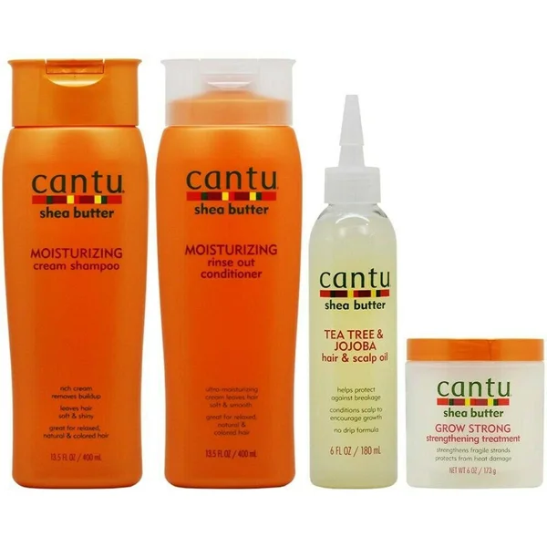Cantu Shea Butter Moisturizing Shampoo + Conditioner + Hair & Scalp Oil + Grow Strong Set
