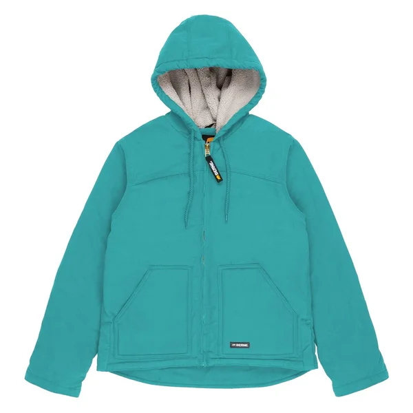 Berne Women's Washed Duck Sherpa-Lined Hooded Coat - Baltic Blue