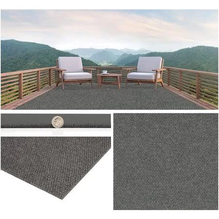 4'x6' Soft Indoor/Outdoor Hobnail Style Area Rugs. Lightweight and Flexible for Easy Cleaning and Transport (Color: Sky Grey) - S