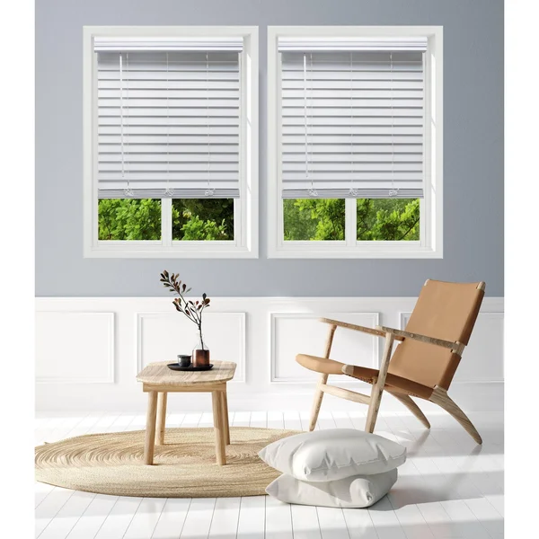 Linen Avenue Custom Cordless Partial Inside Mount Faux Wood Blinds - 21.5 W x 72 H, White