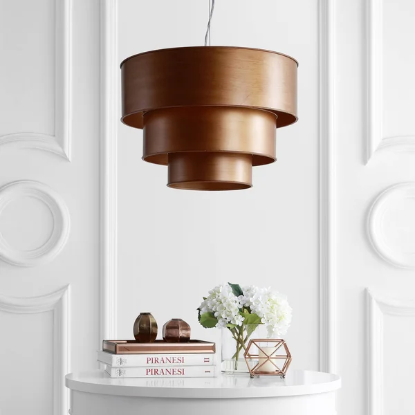 Jonathan Y Lynn 21x22 3-Tier LED Pendant - Gold