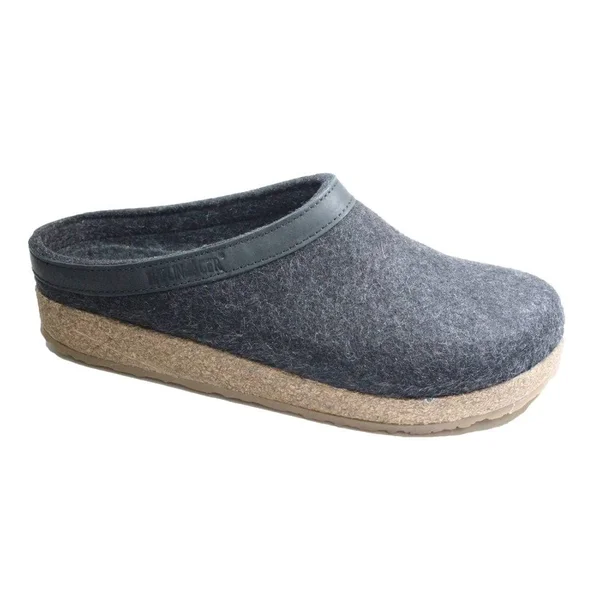 HAFLINGER Grizzly Torben Graphite Wool Unisex Slip On Mule Slippers Wi