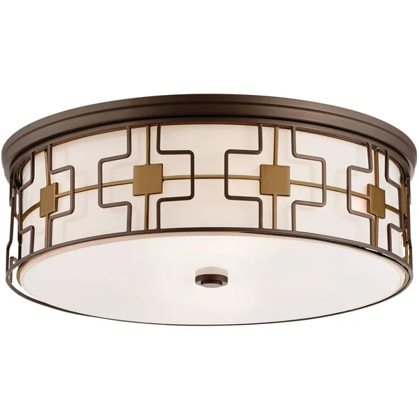 Minka Lavery 20-in Dark Brushed Bronze with Aged Brass LED Flush Mount Light, 1846-104-L