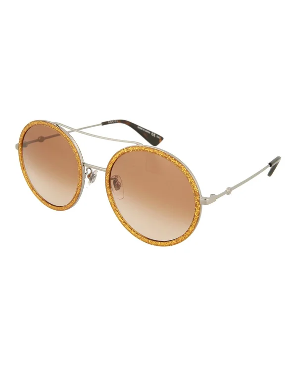 Gucci Round/Oval Sunglasses, Women's, Silver, Authenticity Guarantee, from Madaluxe Vault