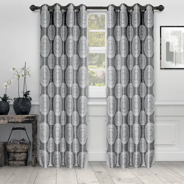 Superior Pendeen Jacquard Grommet Curtain Panel Set with Grommet Top Header
