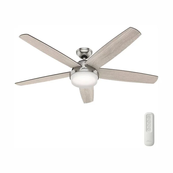Hunter Salido 60 in. LED Indoor Brushed Nickel Ceiling Fan with Light and Remote 59229