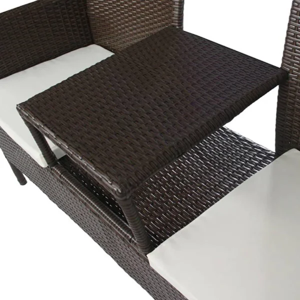 vidaXL 2-Seater Garden Sofa with Tea Table Poly Rattan Brown - 42843