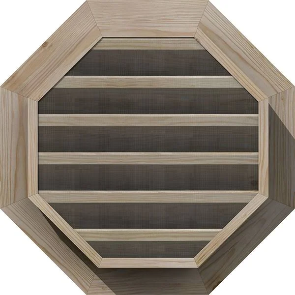 Ekena Millwork GVWOC20X2001SFUPI 20x22W x 20x22H Octagonal Gable Vent (25x22W x 25x22H Frame Size): Unfinished - Functional, Smoo