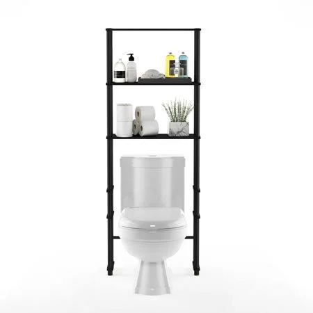 Furinno Turn-N-Tube Espresso & Black Toilet Space Saver with 3 Shelves