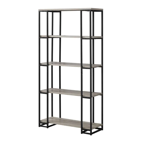 12.5x22 x 32x22 x 62x22 Dark Taupe Black MDF Metal Bookcase