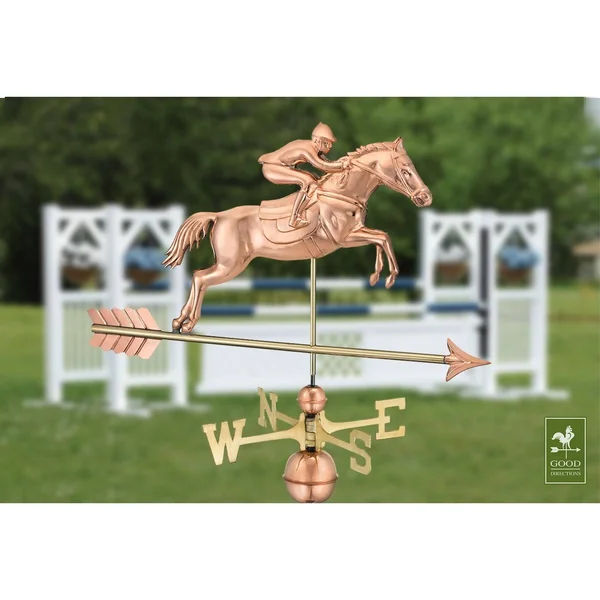 Good Directions Jumping Horse and Rider Weathervane - Polished Copper
