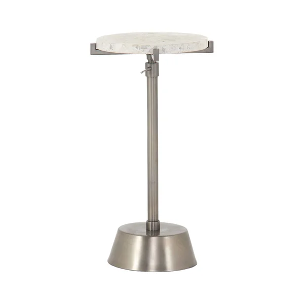 Four Hands Raisa Terrazzo Accent Table, Antique Pewter