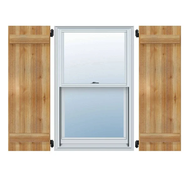 Ekena Millwork RBJ06S21X051RWR 21 1/2x22W x 51x22H TimberCraft Four 5 3/8x22 Boards Joined Board-n-Batten Shutters, Rough Sawn W
