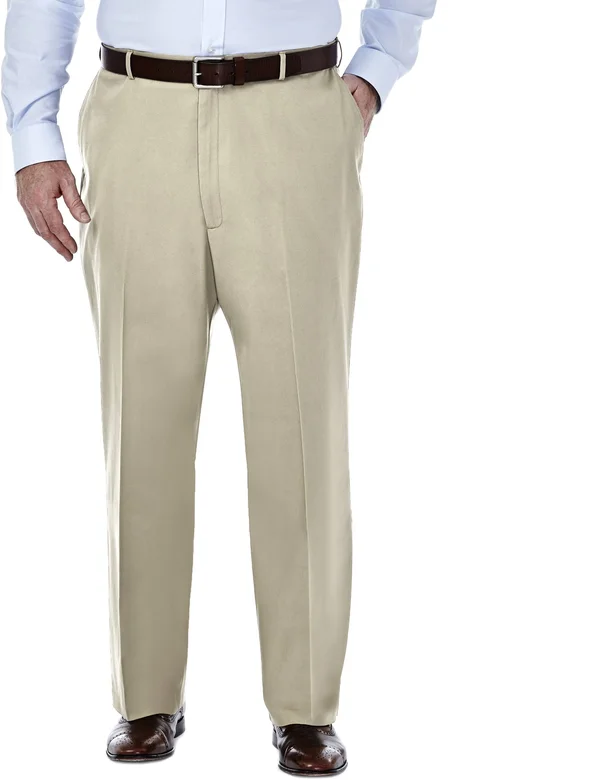Haggar Khaki Big & Tall Premium No Iron Classic Fit Flat Front Pants