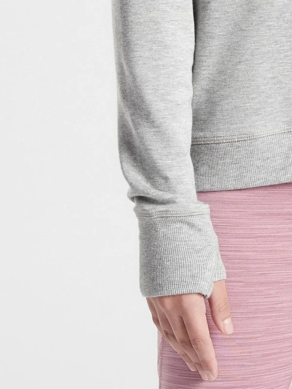 Athleta Girls& Cozy Cross Your Fingers Sweatshirt Grey Heather Size M/8-10