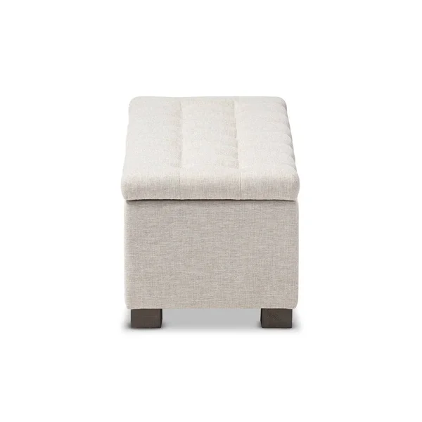 Baxton Studio Alcmene Modern and Contemporary Beige Fabric Upholstered Grid-Tufting Storage Ottoman Bench