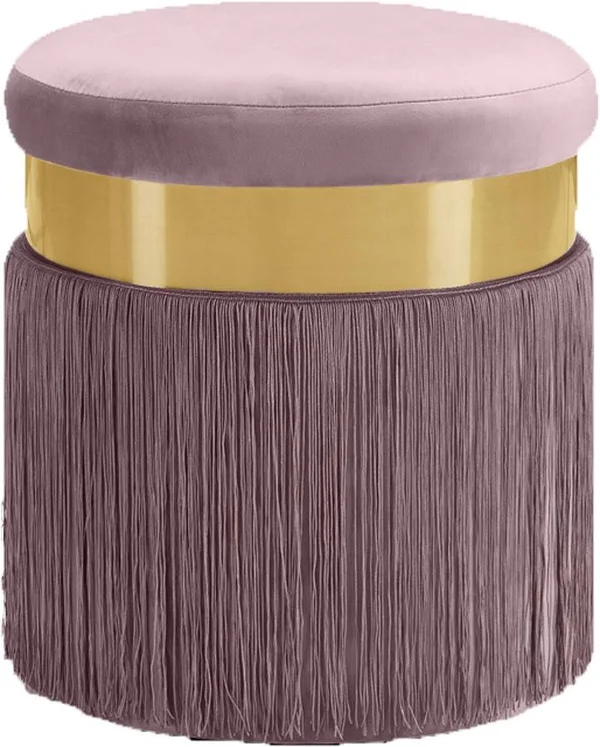 Design Edge Injune Pink Velvet Gold Ottoman