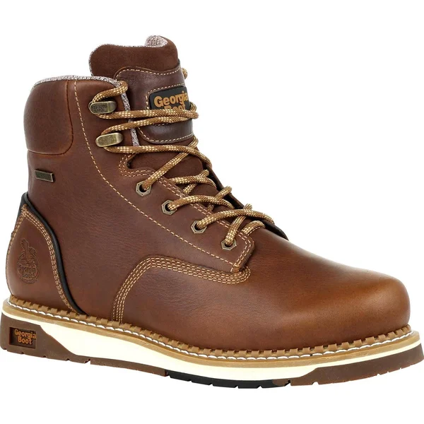 Men's Brown Georgia Boot Amp LT Wedge Waterproof Work Boot Size 10.5