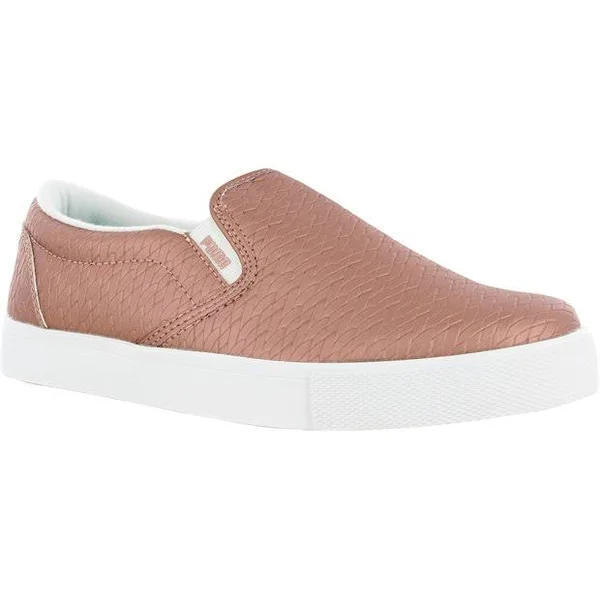 Puma Tustin Slip-On Ladies Spikeless Golf Shoes - Rose Gold/White - Size: 8.5 M