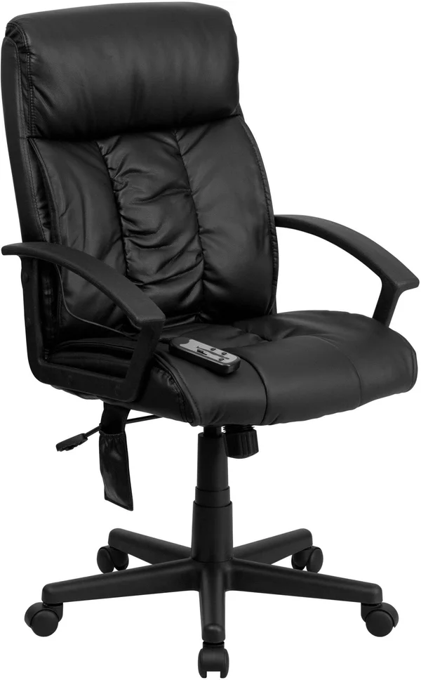 Flash Furniture High Back Massaging Leather Executive Office Chair - Black