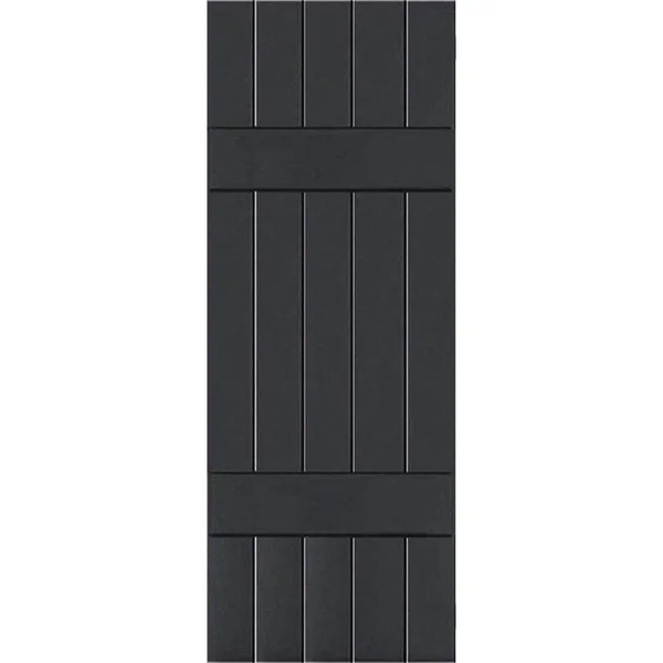 Ekena Millwork 18 in. x 47 in. Exterior Real Wood Sapele Mahogany Board and Batten Shutters Pair Black