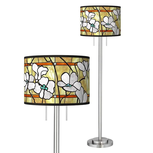 Magnolia Mosaic Giclee Brushed Nickel Garth Floor Lamp - Style #76E82
