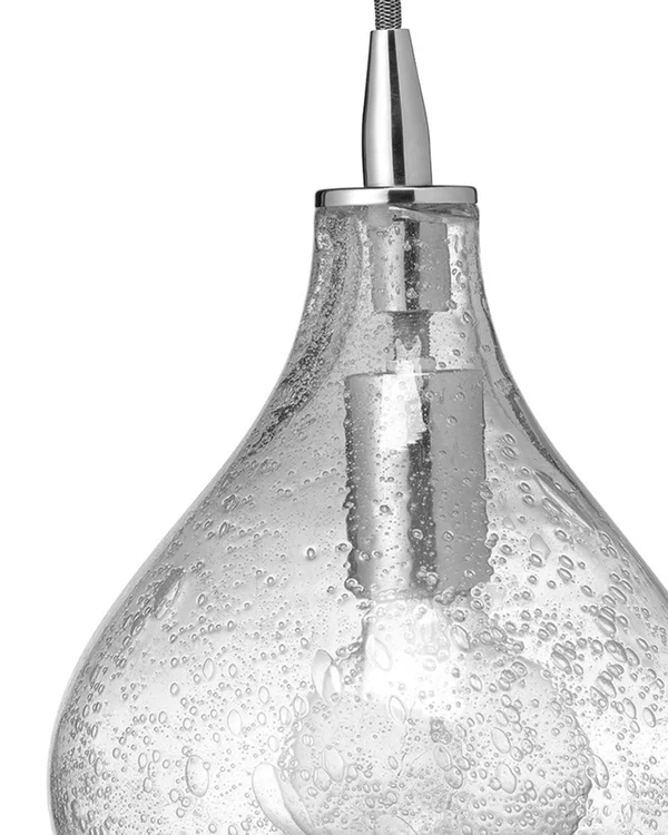 Jamie Young Curved Clear Seeded Glass Large Pendant