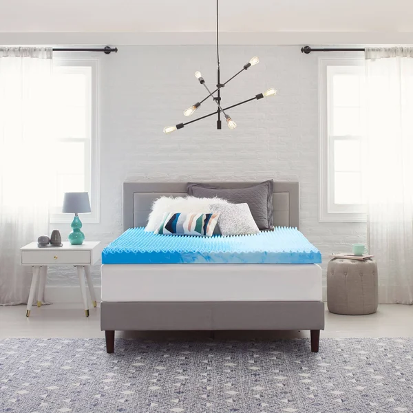 Comfort Revolution 4x22 Reversible Convoluted Memory Foam Mattress Topper - California King - Blue