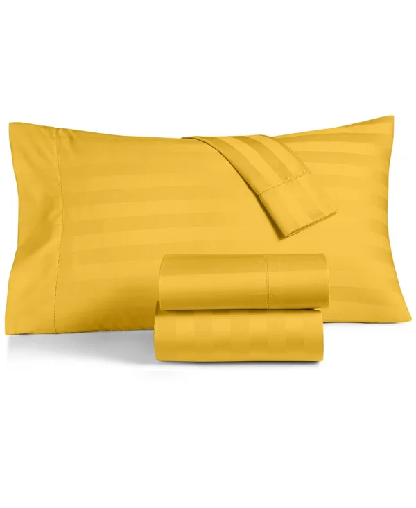 Charter Club Damask 1.5x22 Stripe 100% Supima Cotton 550 Thread Count Pillowcase Pair, King, Created for Macy&s - Saffron Gold