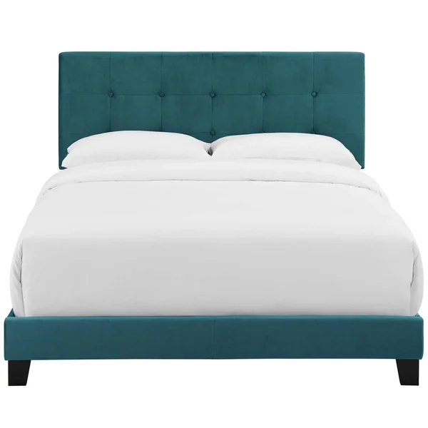 Modway Amira King Upholstered Velvet Bed - Sea Blue