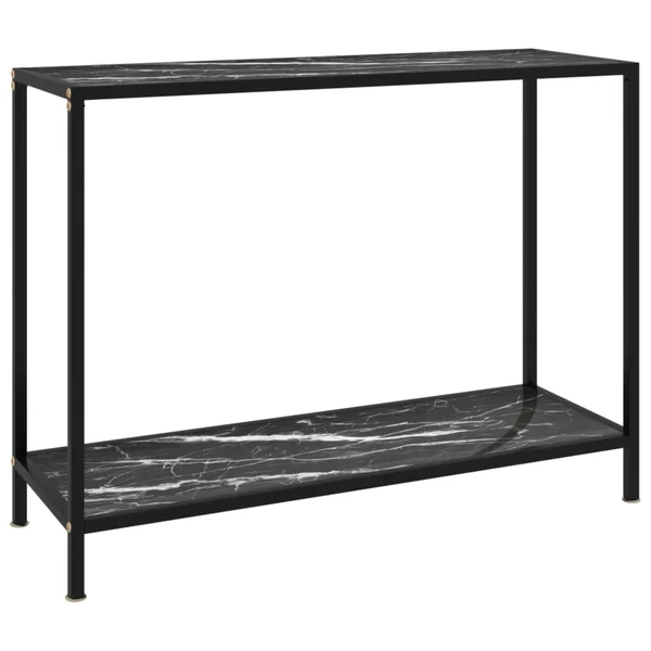 vidaXL Console Table Black 39.4x22x13.8x22x29.5x22 Tempered Glass