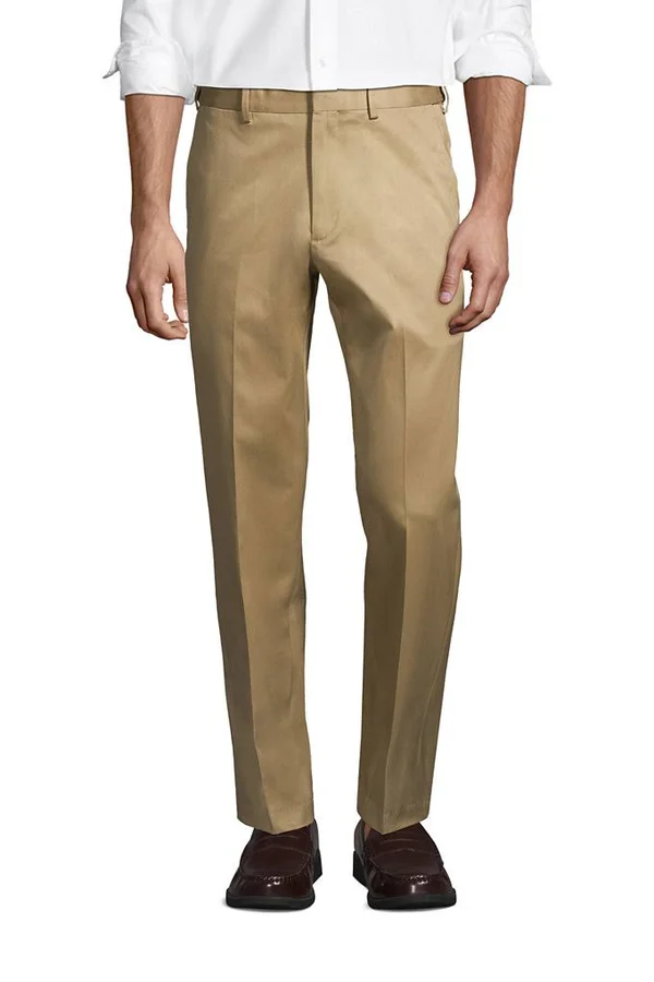 Men's Comfort Waist No Iron Twill Dress Pants - Lands& End - Tan - 34