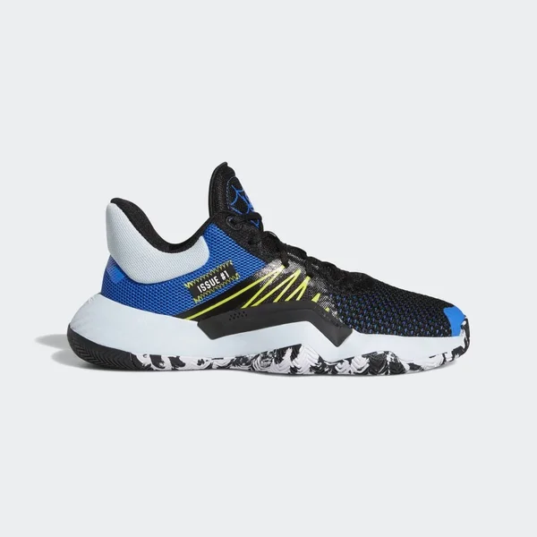 Adidas D.O.N. Issue #1 Core Black/Glory Blue/Shock Yellow Grade School Kids& Basketball Shoes, Size: 3.5