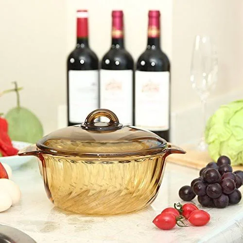 YITA Made in France 3.8L Round Stewpot with Glass Cover for Cooking Soup - Frying, Steaming, Deep Frying, Boiling and More