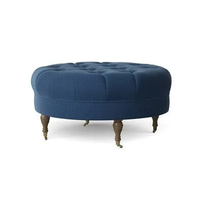 Henry Cocktail Ottoman Wayfair Custom Upholstery Body Fabric: Classic Indigo, Leg Color: Black Walnut Brass
