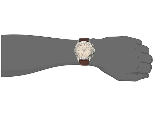 Tissot V8 Chronograph Leather Strap Watch - 43mm Brown/ Ivory/ Silver