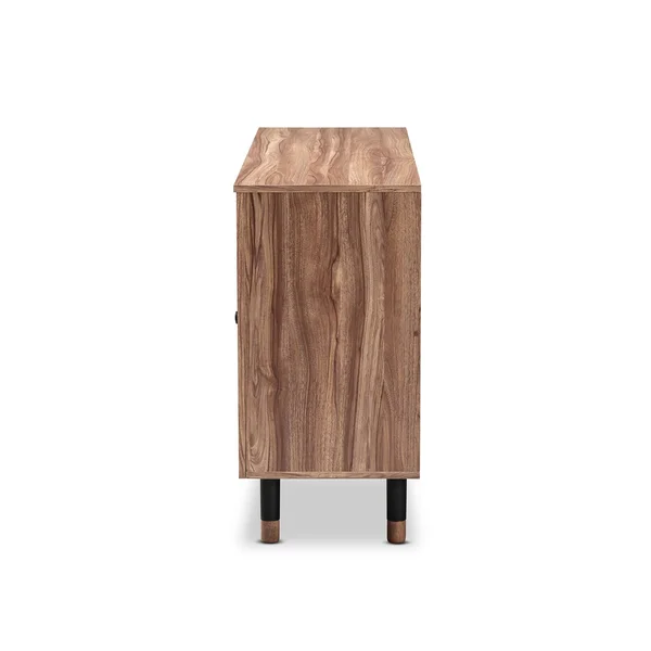 2 Door Valina Wood Entryway Shoe Storage Cabinet with Screen Inserts Brown - Baxton Studio