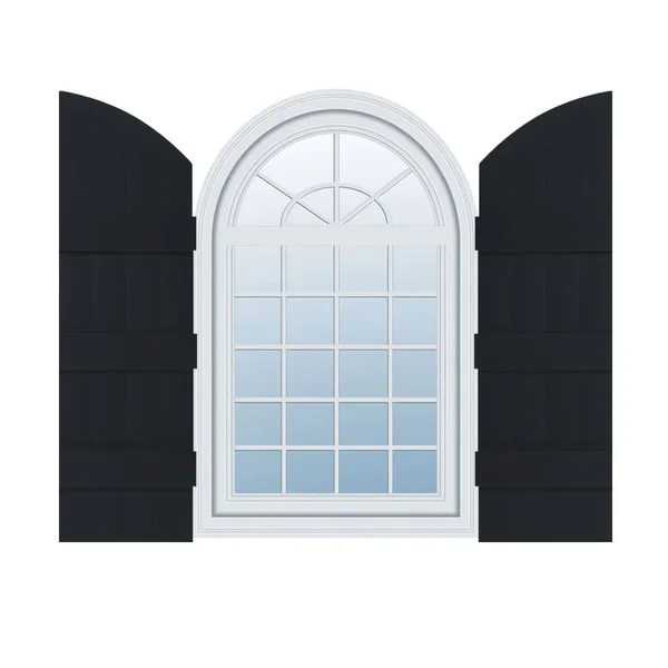 14 inchw x 61 inchh (54 inch Low Side) Lifetime Vinyl - Standard Four Board Joined w/ Archtop, Board-n-Batten Shutters, w/Install