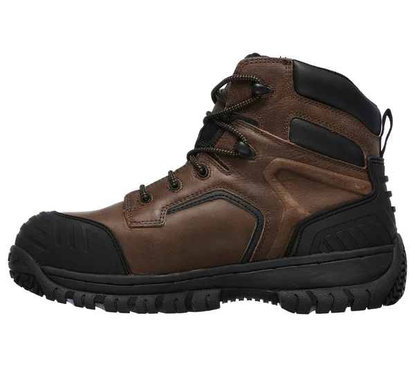Skechers Men's Work Hartan Onkin Steel Toe Waterproof Boot, Dark Brown