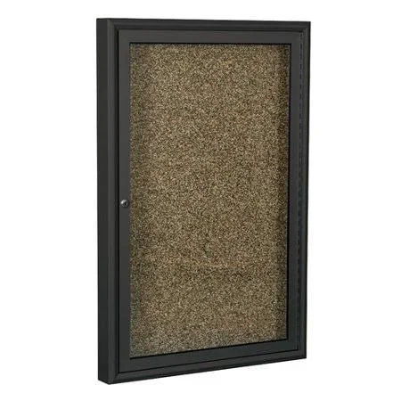 MooreCo Best-Rite Rubber Tak Enclosed Cabinet Bulletin Board, Red